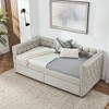 Twin Size Upholstered Daybed with Two Storage Drawers,Tufted Sofa Bed w/Button on Back for Bedroom Guest Room, No Box Spring Needed - 3 of 4