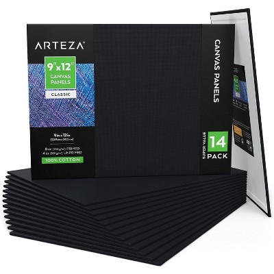 Arteza Canvas Panels, Classic, Black, 9"x12", Blank Canvas Boards for Painting - 14 Pack (ARTZ-9279)