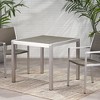 SKRAN Outdoor Dining Table Aluminum Frame Wicker Table Top Square Outdoor Dining Table Silver and Gray 35" Rust-Resistant, Water-Resistant - 4 of 4