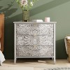 Okak Modern American Dresser for Bedroom with 3 Embossed Drawer, Wooden Chest Storage Cabinet for Living Room Study Hallway Entryway - 2 of 4