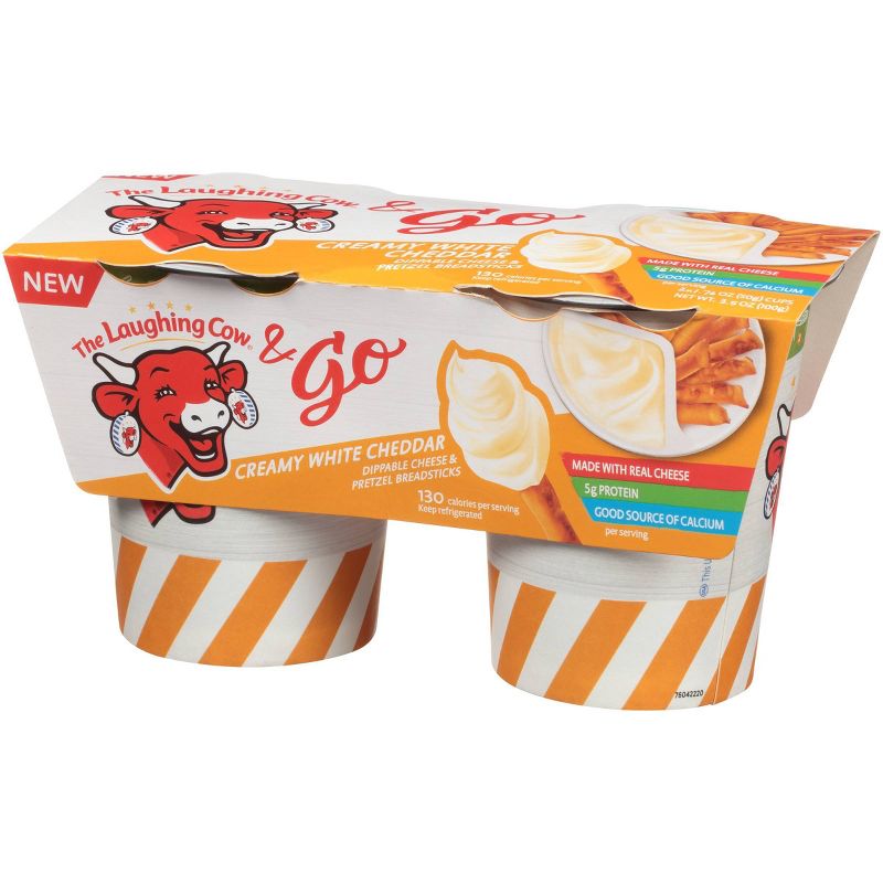 The Laughing Cow &#38; Go Creamy White Cheddar Dippable Cheese With Pretzel Breadsticks - 2ct, 4 of 5