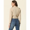 Allegra K Women's Notched Lapel Zip Up Long Sleeve Motorcycle Corduroy Jacket - 4 of 4