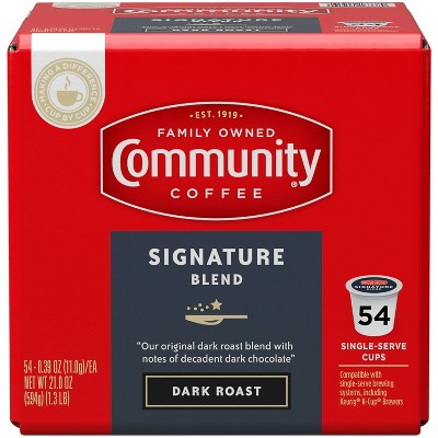 Community Coffee Signature Blend Dark Roast Coffee Brewer Compatible Pods - 21oz/54ct