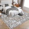 Washable Distressed Floral Print Area Rugs for Bedroom Living Room, Vintage Soft Non Slip Dining Room Carpet - 4 of 4