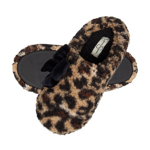 Jessica Simpson Womens Plush Marshmallow Clog Slipper Leopard