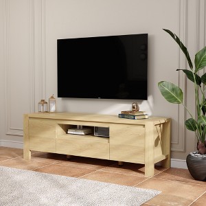 TV Stand with Doors and Cabinet, Farmhouse Entertainment Center - 1 of 4