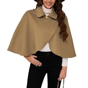 Coolmee Women's Shawl Wraps Cloak Cape Warm Pullover Winter Soft Shawl Cover Up - 1 of 4