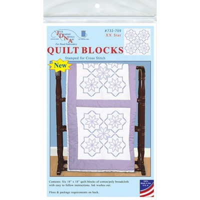 Jack Dempsey Stamped White Quilt Blocks 18"X18" 6/Pkg-XX Star