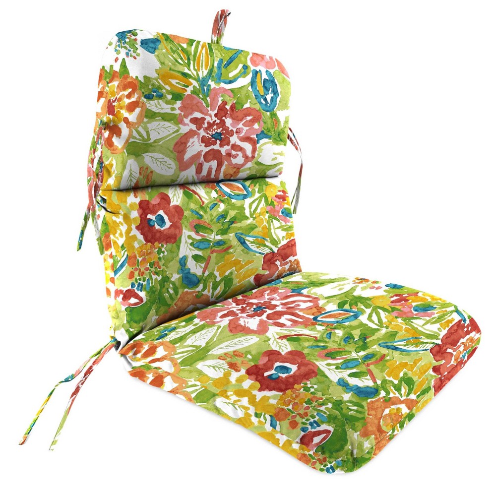 Photos - Pillow Outdoor Knife Edge Dining Chair Cushion - Green Tropical - Jordan Manufact