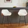 26" Seat Hight Leather Upholstered Set of  2 Counter Height Bar Stools with Backs and Metal Legs, White, 4W - ModernLuxe - 2 of 4