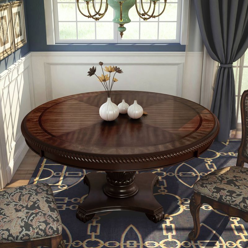 Gibeon&#160;Elegant Carved Pedestal Round Dining Table Brown - HOMES: Inside + Out, 5 of 7