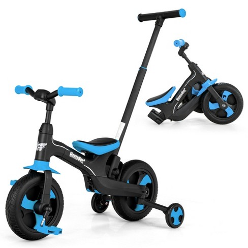 Costway 5 in 1 Kids Bicycle Foldable Toddler Balance Bike W Detachable Push Handle Blue Target