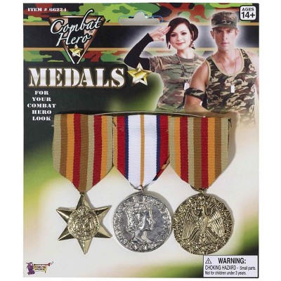 Forum Novelties Combat Hero  Set of 3 Army Medals Costume Accessory