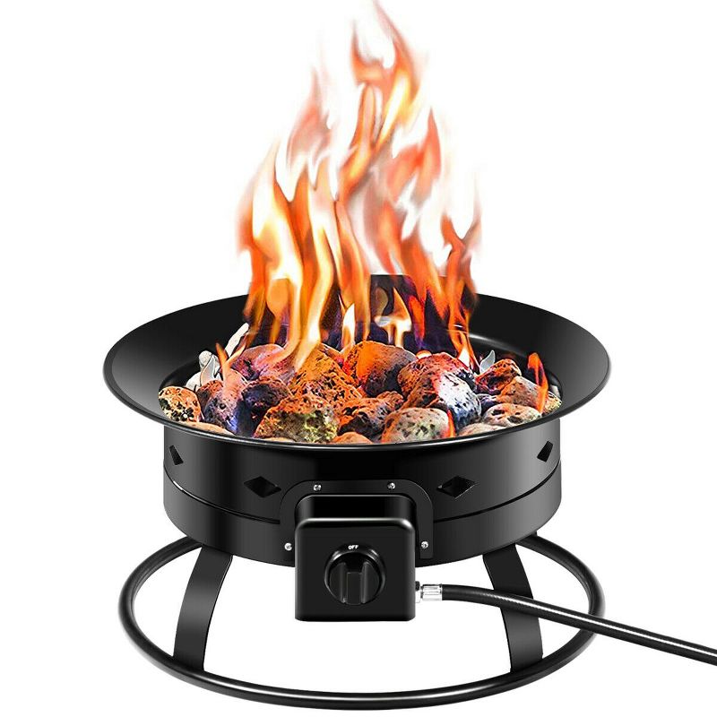 Costway Portable Fire Pit Outdoor 58,000 BTU Propane Patio Lava Rocks Camping Events, 1 of 11