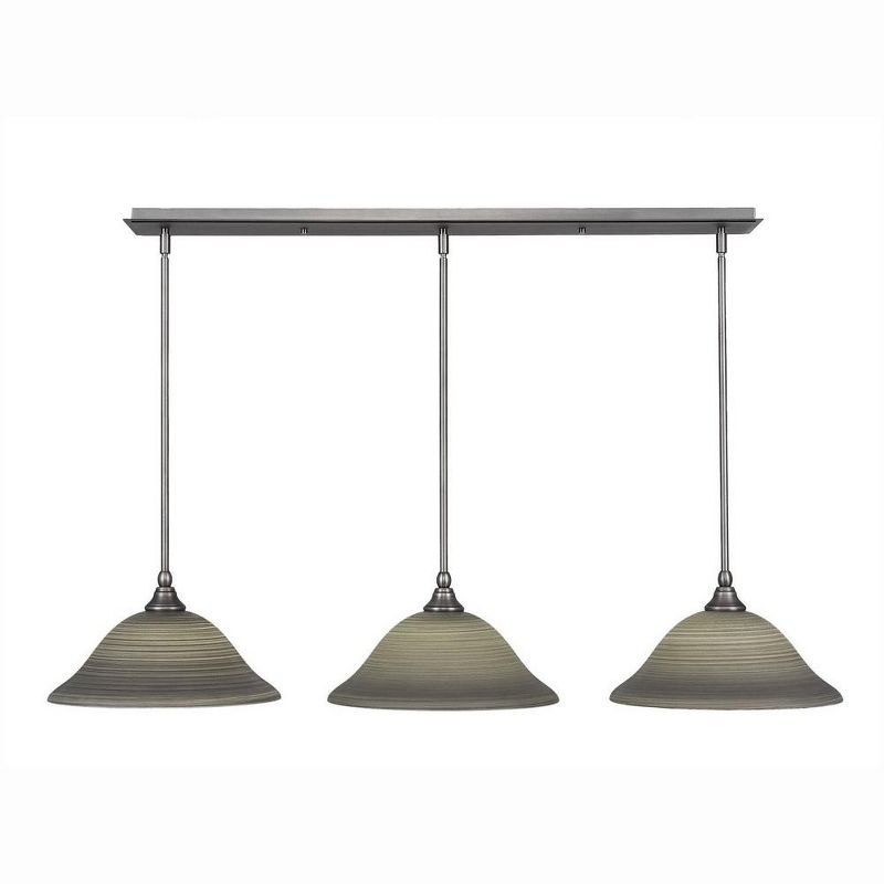 Toltec Lighting Any 3 - Light Chandelier in  Brushed Nickel with 12" Gray Linen Shade, 1 of 2