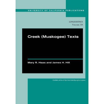 Creek (Muskogee) Texts, 150 - (Uc Publications in Linguistics) by  Mary R Haas & James H Hill (Hardcover)