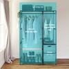 Acacia Wood Garment Racks with Shelves 2 Wicker Drawers and 4 Hooks Heavy Duty Closet Organizer for Hanging Clothes, Freestanding Closet Wardrobe Rack - 3 of 4