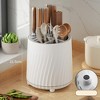 Chopstick Holder Rotary Knife Rack Multi-Functional 360-degree Rotating Kitchen Knife Fork Rack Storage Box White - 2 of 4