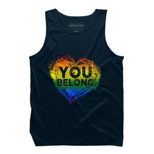 Design By Humans Pride You Belong Rainbow Heart By Belugastore Tank Top - Navy - Large - 1 of 2