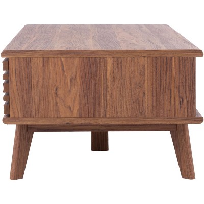 Rori Retro Chic Walnut Coffee Table with Metal Accents