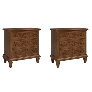 Emilio 3 - Drawer Nightstand with Built-In Outlets Set of 2| ARTFUL LIVING DESIGN-WALNUT - 1 of 4