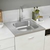 vidaXL Kitchen Sink with Drainer Set Silver 23.6"x23.6"x6.1" Stainless Steel - 3 of 4