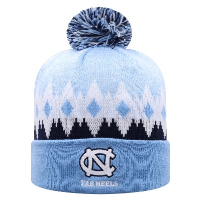 NCAA North Carolina Tar Heels Men's Jagged Knit Cuffed Beanie with Pom