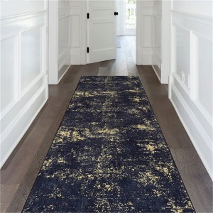 SKRAN Area Rugs, Washable Rug, Low-Pile, Non-Slip, Non-Shedding, Foldable for Living Room, Bedroom, Kitchen, Dining Room Rug, (Black/Gold) - 1 of 4