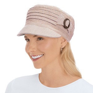 Collections Etc Stylish Striped Seersucker Brimmed Hat - 1 of 4