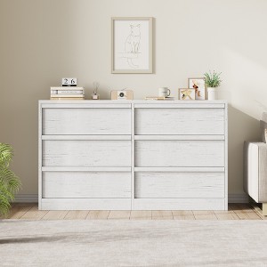 CuisinSmart 6/7/8 Drawer Dresser for Bedroom, Natural Double Dresser Organizer with Concave Handles, Modern Chest of Drawers - 1 of 4