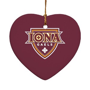 Iona College Primary Logo HeartShaped Porcelain Holiday Christmas Tree Ornament  2.8" - 1 of 4