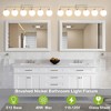 POWLIG 45.28-in 6-Light Nickel Bathroom Light Fixtures Over Mirror Vanity Lighting with Milk White Glass Globe Shades - 4 of 4