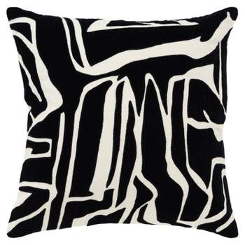 20"x20" Oversize Abstract Poly Filled Square Throw Pillow Black - Rizzy Home