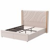 Merax Modern Velvet Upholstered LED Bed Frame with Wingback Headboard & Storage Drawers - 3 of 4