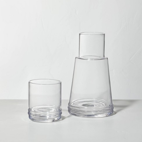 Clear Glass Bedside Carafe And Cup Set - World Market