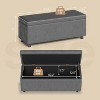 43.5" Faux Leather Storage Ottoman Bench with Stitching and Safety Hinges for Bedroom & Entryway - 2 of 4