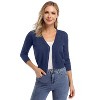 Coolmee Women's Cropped Cardigan Knit Bolero Shrug 3/4 Sleeve V Neck Business Casual Sweater - 4 of 4