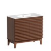 ROOMTEC 24 in. Bathroom Vanity with Ceramic Sink, Mid-Century Cabinet with 2 Soft-Close Doors, Freestanding, Wood Grain Laminate, Walnut - 4 of 4