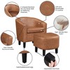 Yaheetech Set of 2 Faux Leather Barrel Chair and Ottoman Set for Bedroom Living Room - 4 of 4