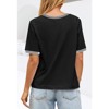 Coolmee Women's Tops Short Sleeve Striped Color Block T Shirts Crew Neck Loose Casual Tee Tops - 4 of 4
