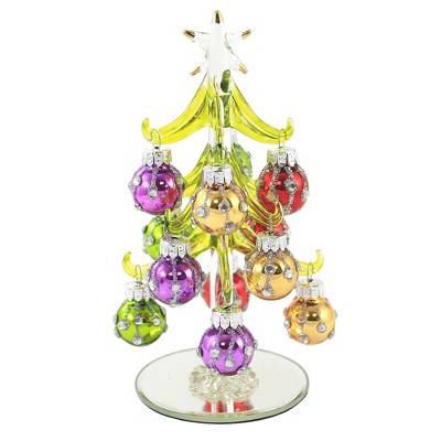 Christmas 6.25" Green Tree With Ornaments Glass Ornaments Christmas  -  Decorative Figurines