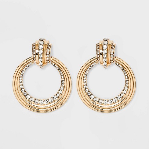 SUGARFIX by BaubleBar Crystal Interlocking Hoop Earrings - Gold