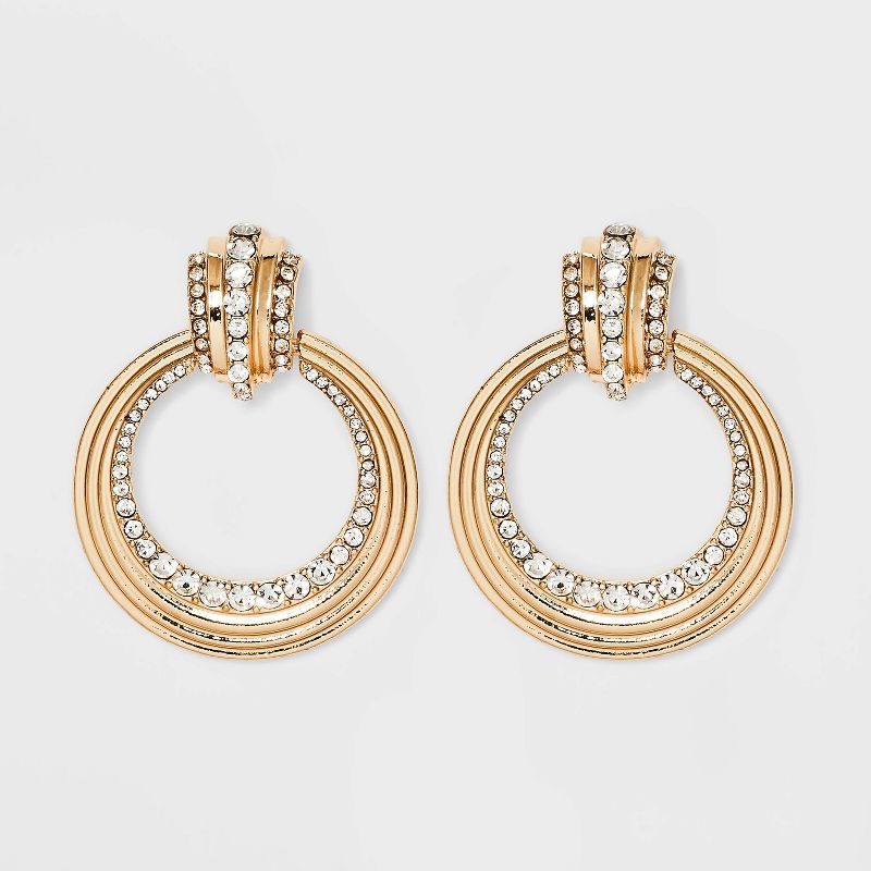 SUGARFIX by BaubleBar Crystal Interlocking Hoop Earrings - Gold, 1 of 4