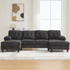 103.5" Chenille Upholstery U-Shaped Sectional Sofa with Dual Chaise Lounges, Side Storage Pockets & Armrest Pillows - 2 of 4
