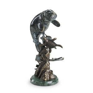 SPI Home Metal Manatee and Friends Figurine – 12.5" Ocean-Themed Sculpture, Coastal Marine Life Decor - 1 of 4