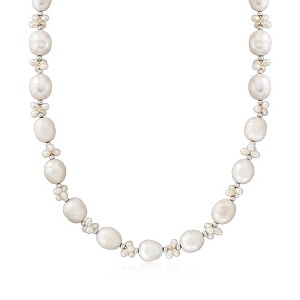 Ross-Simons 3.5-4mm and 11-12mm Cultured Pearl Cluster Necklace in Sterling Silver Size 18 - 1 of 4