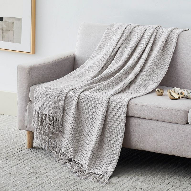 Southshore Fine Living Ashmore Collection 100% Cotton Bed Blanket basketweave luxury blankets, 3 of 7