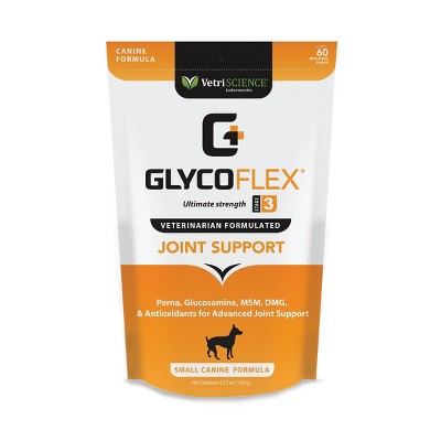 VetriScience GlycoFlex Stage 3, Hip and Joint Supplement for Small Dogs, 60 Mini Bite-Sized Chews