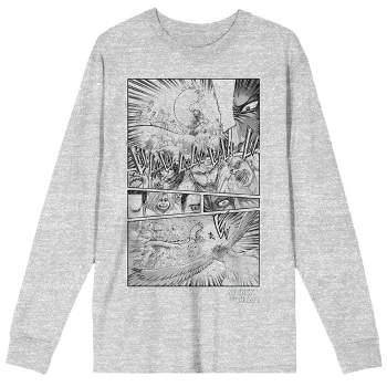 Attack On Titan Art Drawing 9 Titans War with Raven Adult Heather Gray Long Sleeve Tee