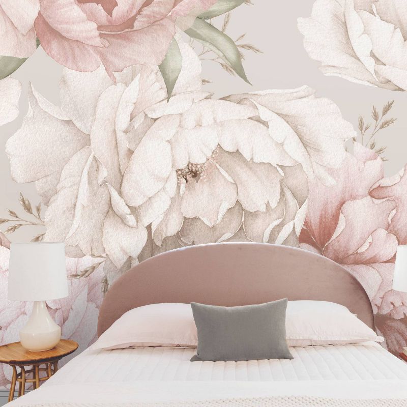 Watercolor Floral Peel and Stick Wallpaper Mural Pink - RoomMates, 3 of 7